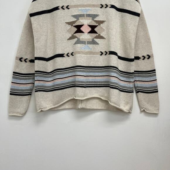 Pendleton Southwest Aztec Print Rolled Neck Wool Cotton Relaxed Sweater - Medium - Picture 7 of 11